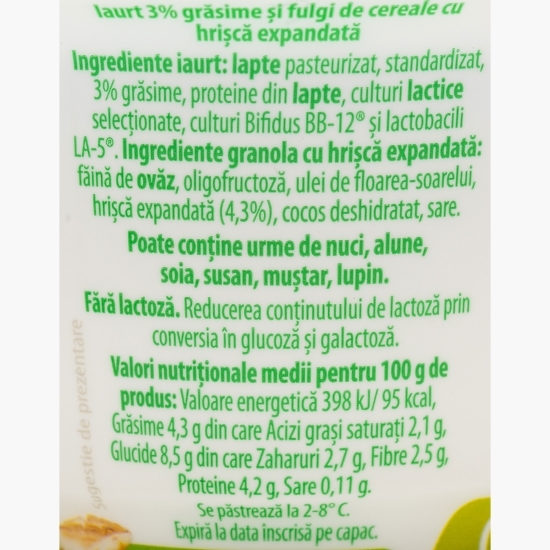 Iaurt natur+mix cereale, fără gluten 158g