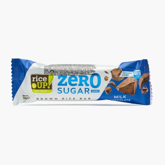 Baton de orez brun cu ciocolată, fără zahăr 18g