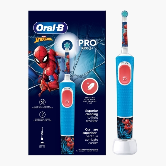 Periuță de dinți electrică pentru copii Pro Kids Spiderman, albastru + 1 capăt + 4 autocolante, 3+ ani