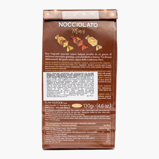 Praline asortate de ciocolată cu alune, ciocolată neagră și ciocolată albă 130g