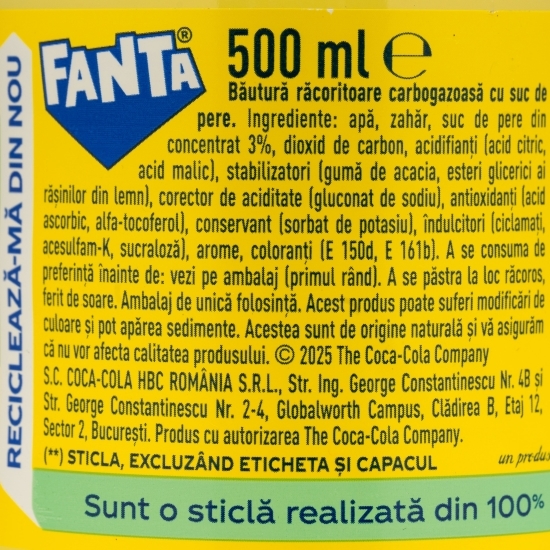 Băutură carbogazoasă cu aromă de pere 500ml