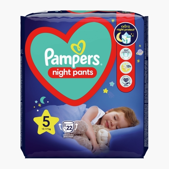 Scutece chiloțel Night Pants mărimea 5, 12-17kg, 22 buc