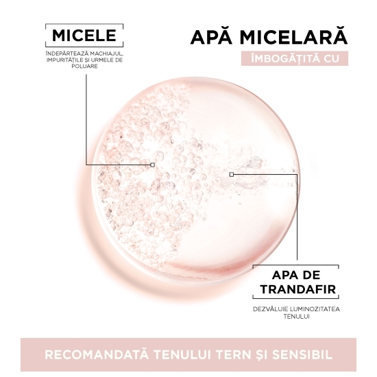 Apă micelară îmbogățită cu apă de trandafiri 400ml