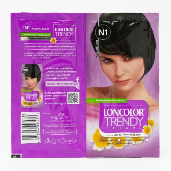 Vopsea semipermanentă pentru păr Loncolor Trendy N1 negru Chillout 50ml