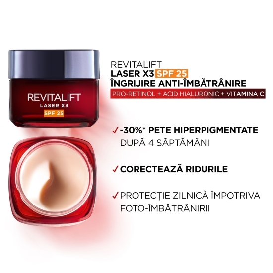 Cremă antirid Revitalift Laser SPF 25, 50ml
