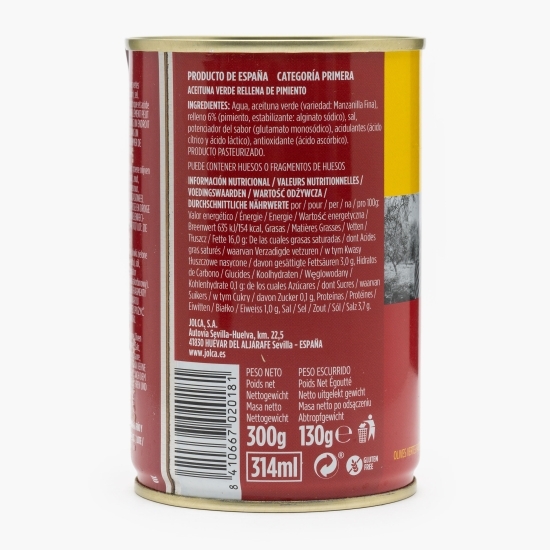 Măsline verzi Manzanilla umplute cu ardei copt 300g