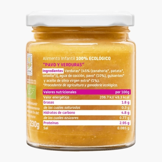 Piure eco de legume cu curcan și ulei măsline +6 luni 230g
