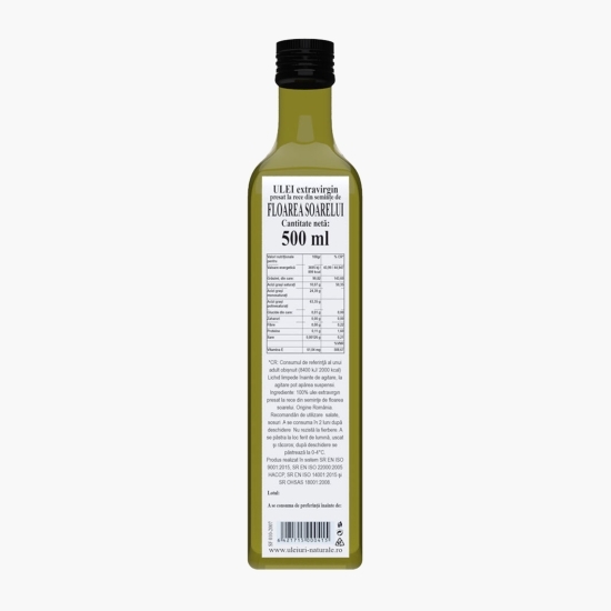 Ulei extravirgin de floarea-soarelui, presare la rece 0.5l