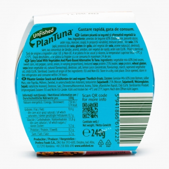 Salată mexicană cu legume și alternativă vegetală la ton 240g