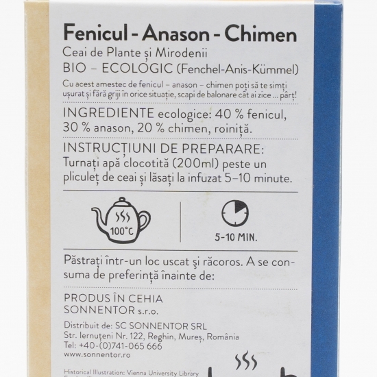 Ceai eco plante fenicul, anason, chimen 18 plicuri