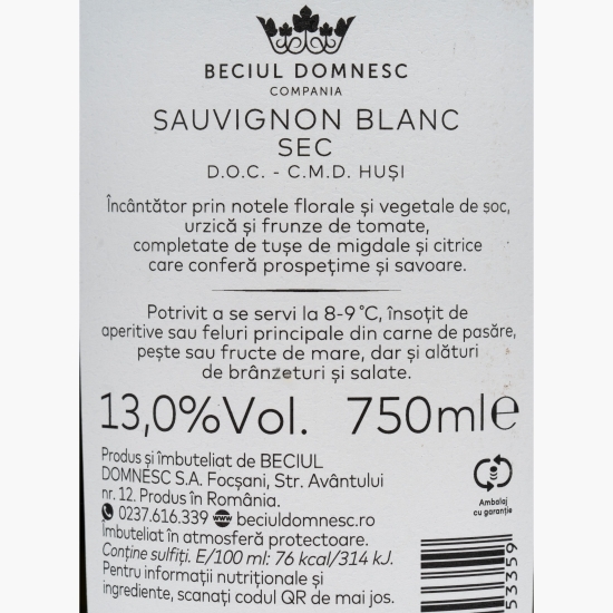 Vin alb sec Sauvignon Blanc, 13%, 750ml