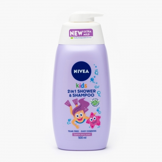  Gel de duș și șampon pentru copii, fructe de pădure, Kids 2în1, 0.5l