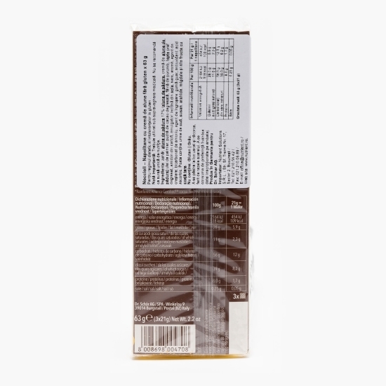 Napolitane cu cremă de alune fără gluten 63g
