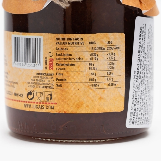 Gem tradițional Portughez de căpșuni cu mentă 280g
