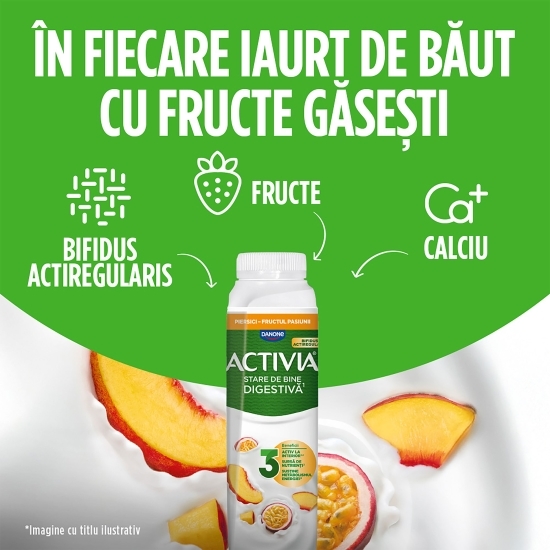 Iaurt de băut cu piersici și fructul pasiunii 320g