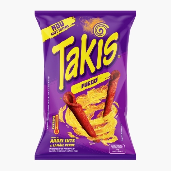 Snacks din porumb cu aromă de ardei iute și lămâie verde Fuego, 55g