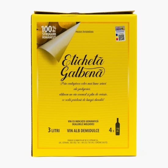 Vin alb demidulce Eticheta Galbenă, 11.5%, bag in box 3l