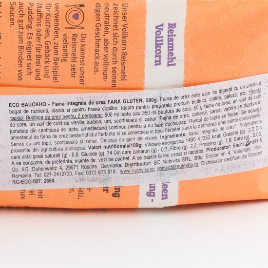 Făină integrală de orez eco fără gluten 500g