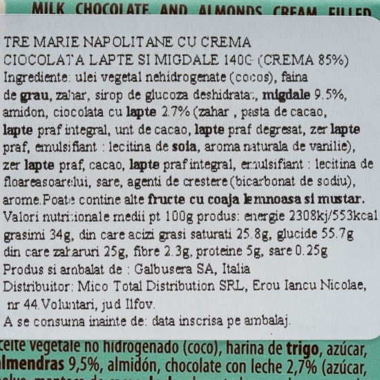 Napolitane cu ciocolată și migdale 140g