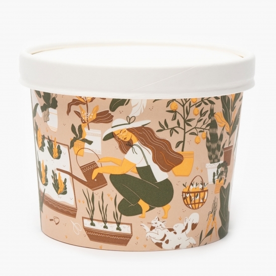 Boluri de carton cu capace albe 115mm 480ml 6 buc