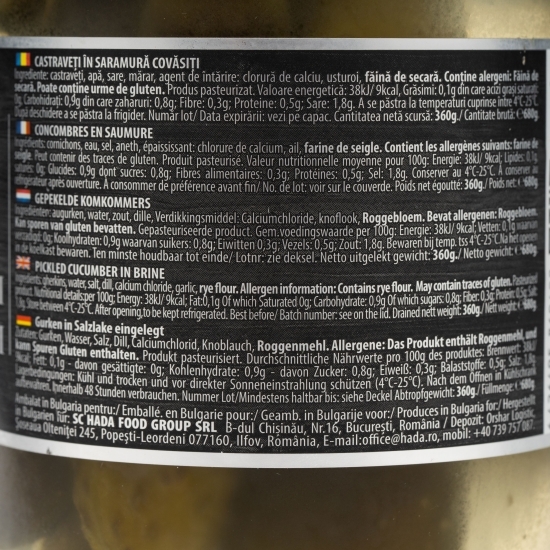 Castraveți în saramură covăsiți 680g