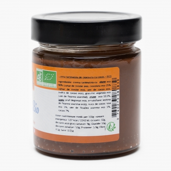Cremă tartinabilă de ciocolată cu nuci de cocos eco 220g
