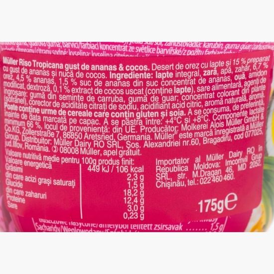 Orez cu lapte cu ananas și cocos 175g