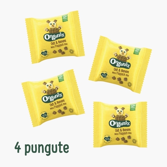 Cubulețe ecologice moi din ovăz integral și banane, 4x20g, 12+ luni