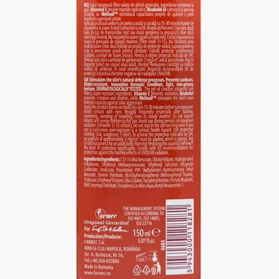 Ulei gel protector pentru plajă SPF30 150ml