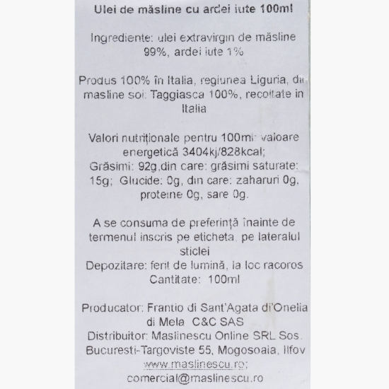 Măslinescu - Ulei de măsline extravirgin aromatizat cu peperonciono 100ml