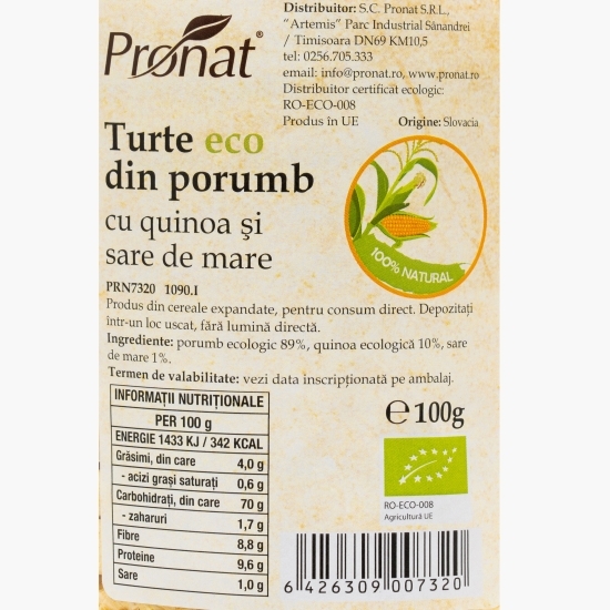 Turte eco din porumb cu quinoa și sare de mare 100g