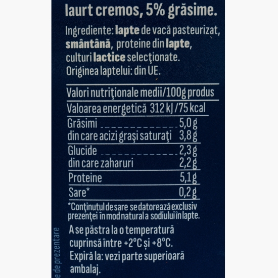Iaurt cremos 5% grăsime, 900g