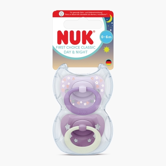 Suzete Day & Night, 0-6 luni, roz, 2 buc