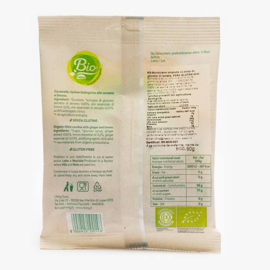 Bomboane eco umplute cu sirop de ghimbir și lămâie 90g