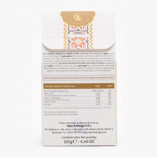 Sărățele vegane cu cânepă și chia 125g 