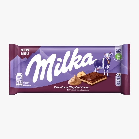 Ciocolată extra cacao, cu cremă de alune 85g