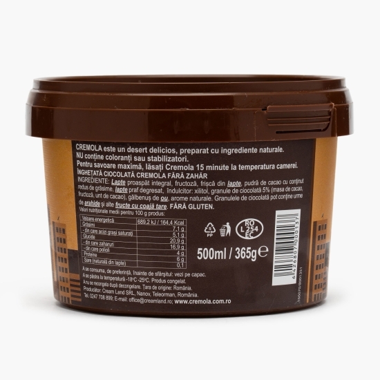 Înghețată cu aromă de ciocolată, fără zahăr, 0.5l
