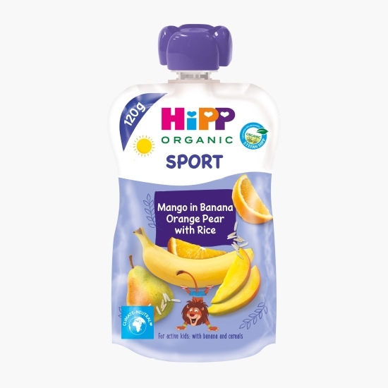 Piure eco cu banane, pere, mango, portocale și orez, Sport 120g