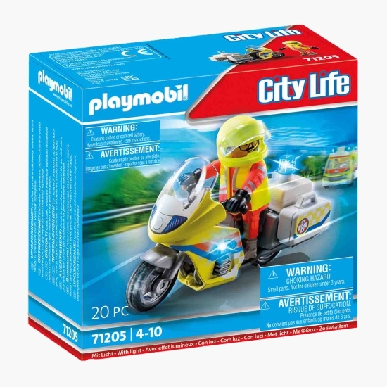 Set figurine - motocicletă de intervenții cu lumini, 3+ ani