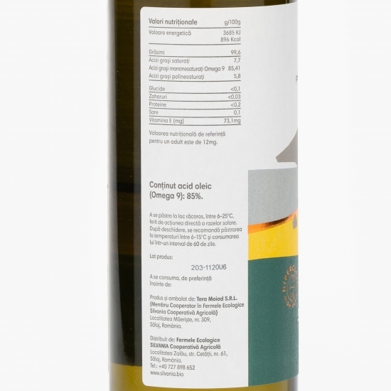 Ulei de floarea-soarelui extra virgin presat la rece 0.75l