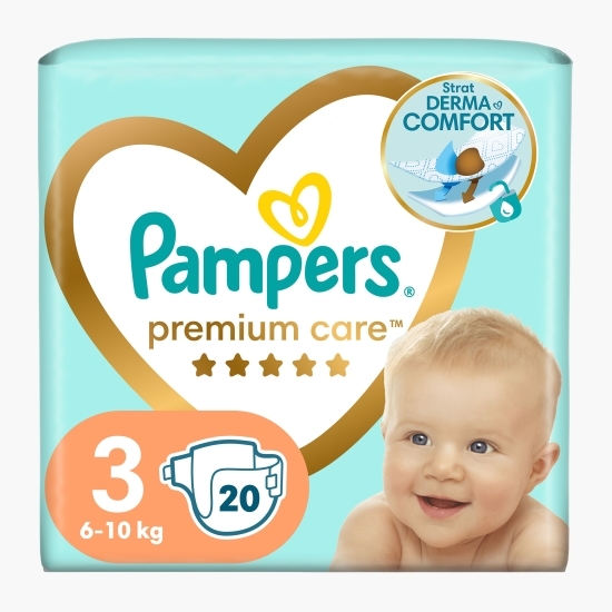 Scutece Premium Care, mărimea 3, 5-9kg, 20 buc
