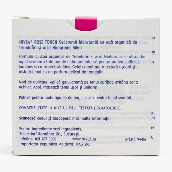 Gel-cremă cu Apă de Trandafir, Rose Touch 50ml