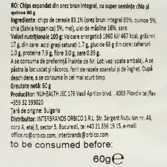 Chips de orez cu chia și quinoa 60g