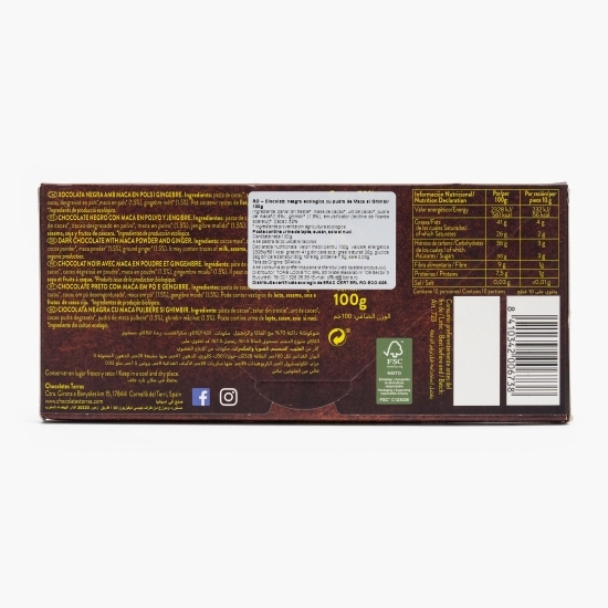Ciocolată neagră eco cu macha&ghimbir 100g