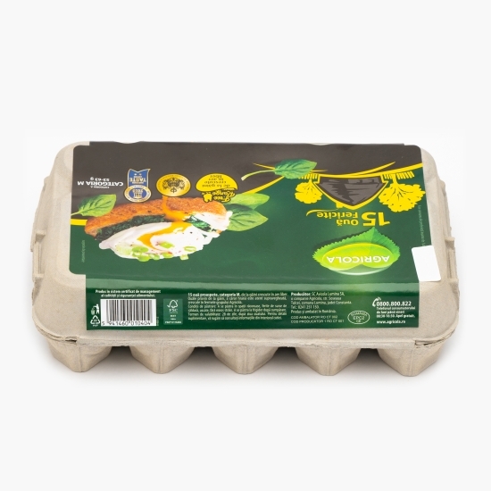 Ouă Fericite de la găini crescute în aer liber, mărime M, 15 buc