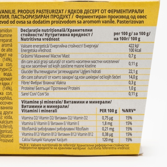 Produs fermentat pe bază de ovăz cu vanilie Carpos 2x125g