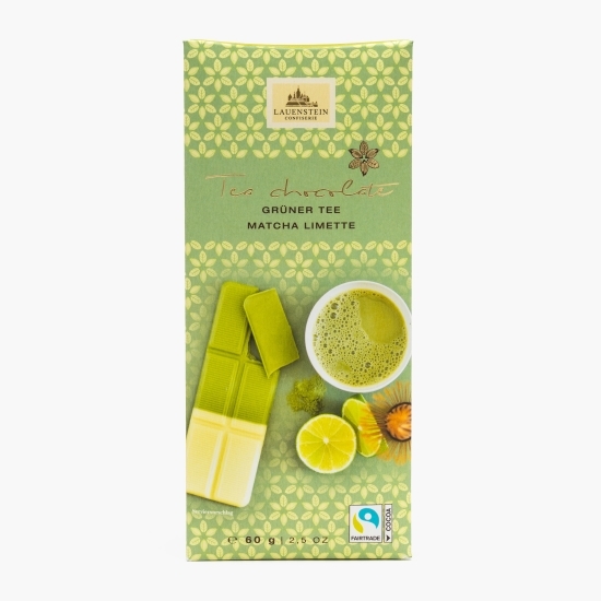 Ciocolată albă cu ceai verde matcha și ulei de lime 60g
