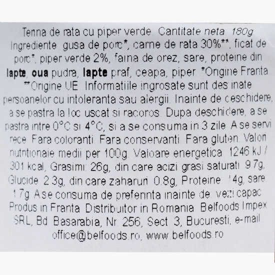 Terină de rață cu piper verde 180g