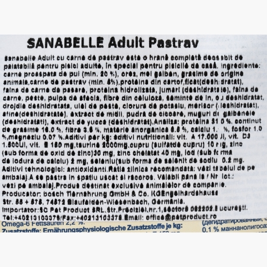 Hrană uscată pentru pisici adulte, 400g, cu păstrăv