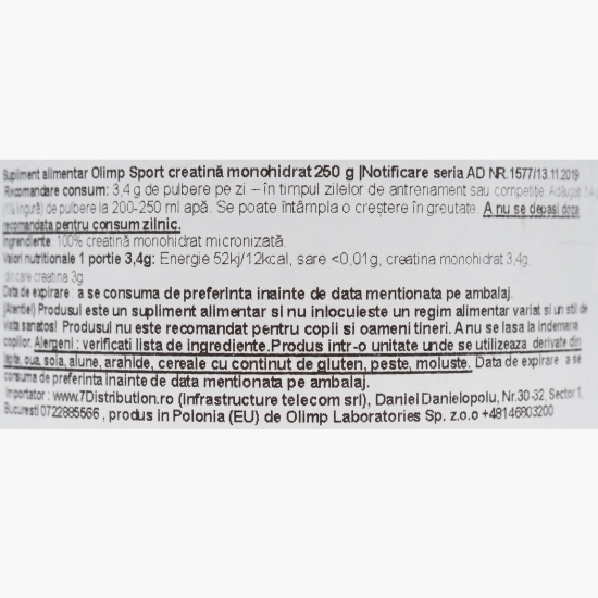 Creatină monohidrată micronizată 250g